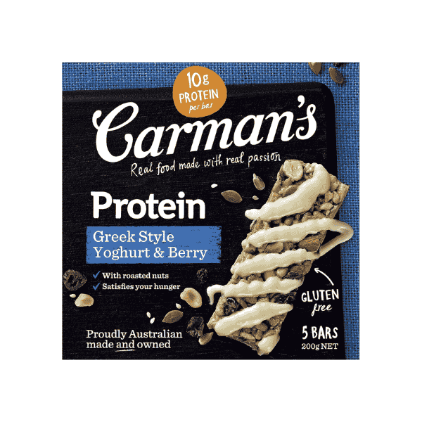 Carman's 5-Pack Protein Bars Greek Style Yoghurt & Berry 200g