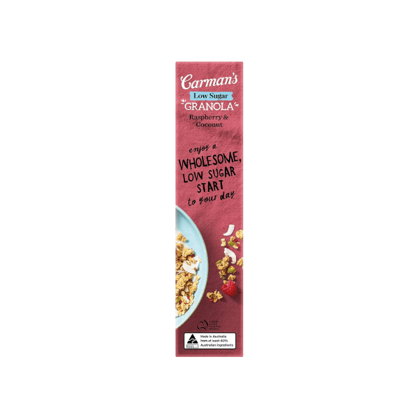 Carman’s Raspberry Coconut Granola 450g Low Sugar High Fiber Great Taste