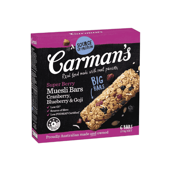 Carman's Muesli Bar Super Berry Convenient 6-Pack 270g