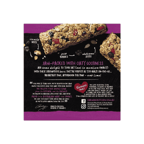 Carman's Muesli Bar Super Berry Convenient 6-Pack 270g