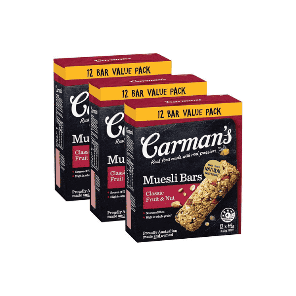 Carman’s Classic Fruit & Nut Muesli Bars Value Pack 36 Bars 3x540 A Deliciously Healthy Snack