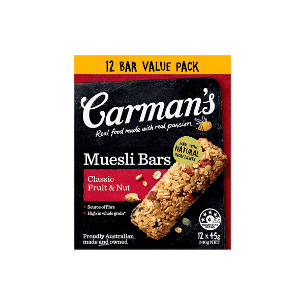 Carman’s Classic Fruit & Nut Muesli Bars Value Pack 36 Bars 3x540 A Deliciously Healthy Snack