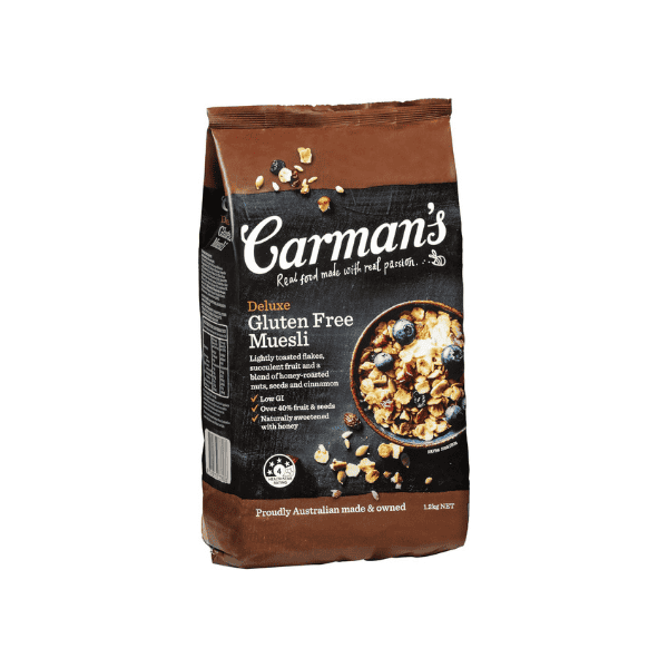 Carman’s Muesli Toasted Deluxe Gluten Free 1.2kg Packed with Nuts Seeds & Fruit