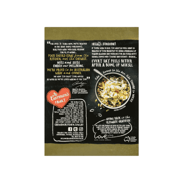 Carman’s Muesli Toasted Original Fruit-Free 500g Nutritious and Tasty Breakfast