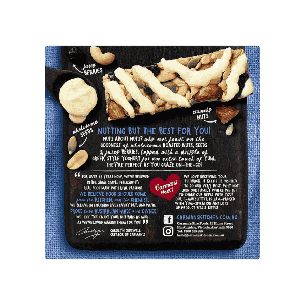 Carman's Greek Yoghurt & Blueberry Nut Bars Wholesome 5-Pack 160g