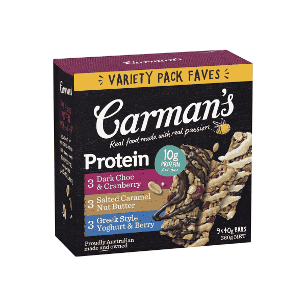 Carman's Protein Bar Variety Pack 40g 9-Pack Fuel Your Day with Delicious Protein