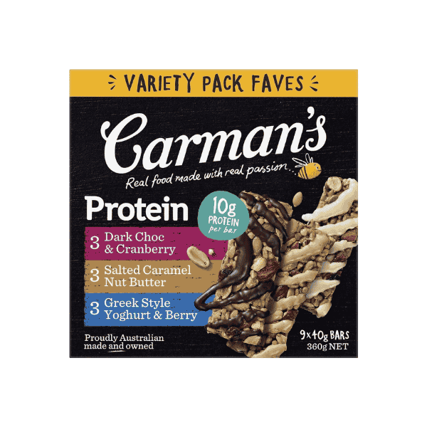 Carman's Protein Bar Variety Pack 40g 9-Pack Fuel Your Day with Delicious Protein