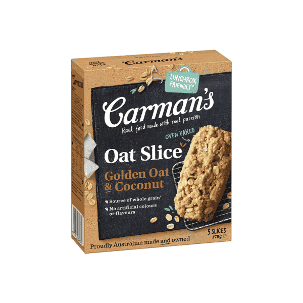 Carman’s Golden Oat & Coconut Slice 175g Made with Whole Oats & Natural Coconut