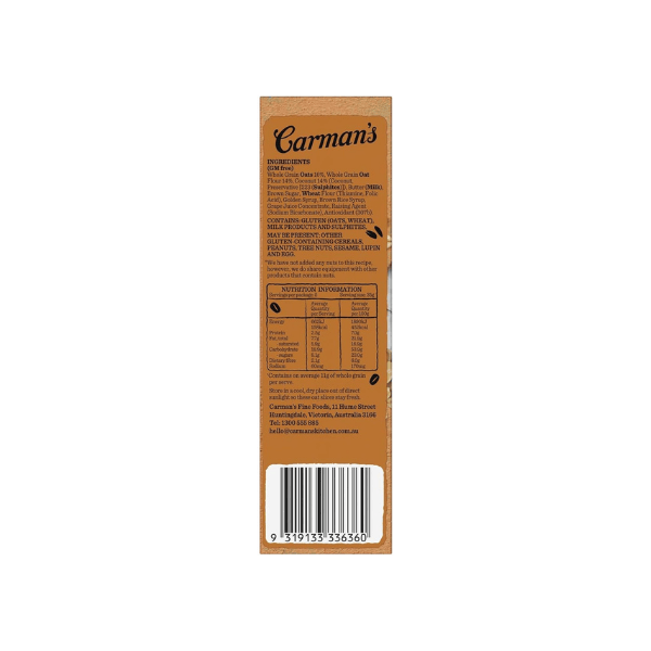 Carman’s Golden Oat & Coconut Slice 175g Made with Whole Oats & Natural Coconut