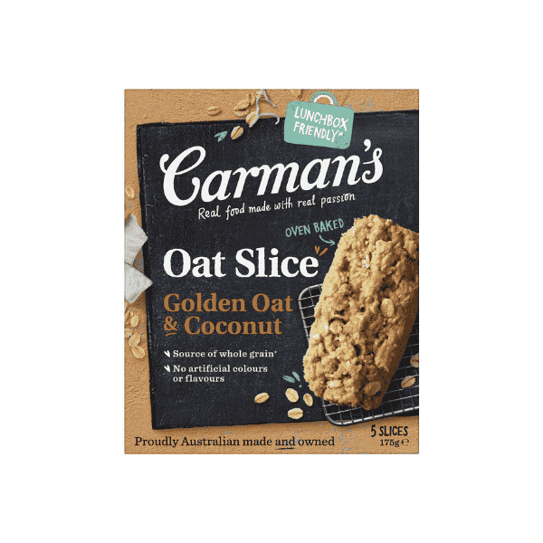 Carman’s Golden Oat & Coconut Slice 175g Made with Whole Oats & Natural Coconut