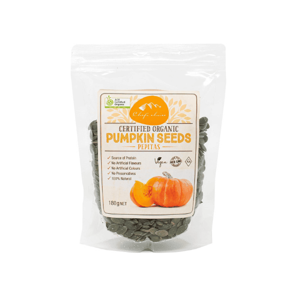 Chef's Choice Organic Pumpkin Seed Kernels (Pepitas) 180 g – Healthy Snack & Cooking