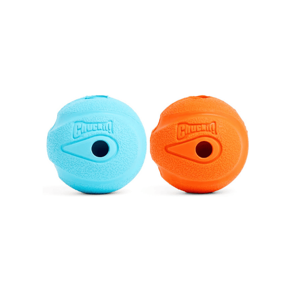 Chuckit! 20220 Whistler Ball 2-Pack – Fun 2.5-Inch Medium Dog Toys in Orange & Blue