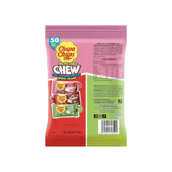 Chupa Chups Assorted Chew Bag 175g of Deliciously Chewy Treats