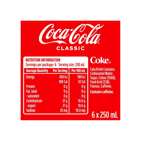 Coca-Cola Classic Mini Can Multipack (6 x 250 mL)