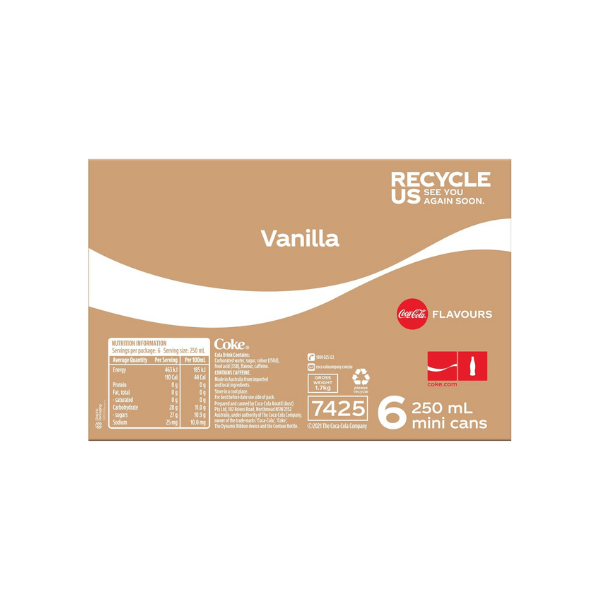 Coca-Cola Vanilla Mini Can Multipack (6 x 250 mL)