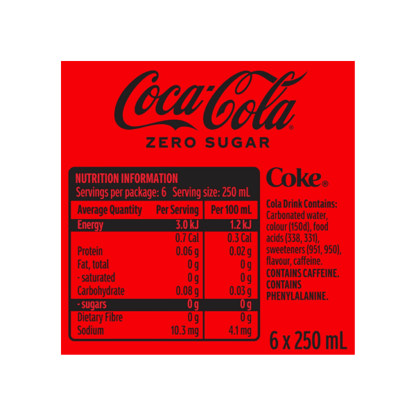 Coca-Cola Classic Soft Drink 20 Pack Cans (375 mL)