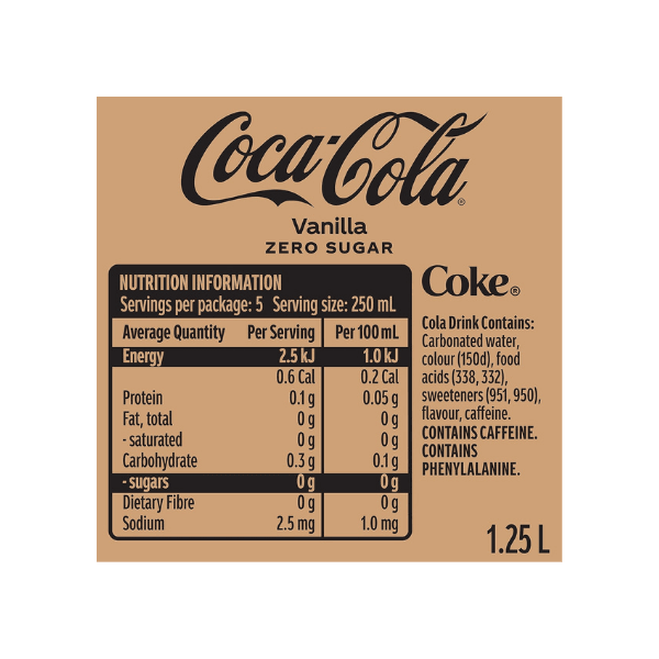 Coca-Cola Zero Sugar Vanilla Multipack Bottles (12 x 1.25 L)