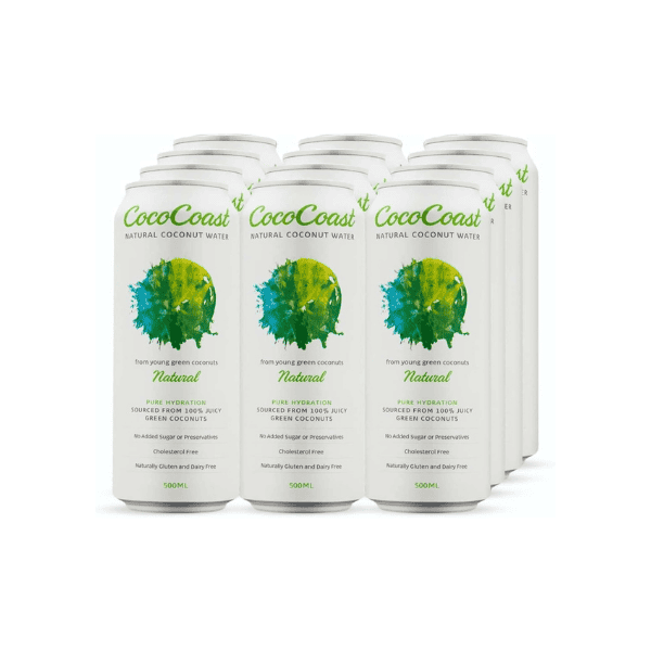 CocoCoast Natural Coconut Water - 12 x 500ml Pack | Pure & Refreshing Hydration