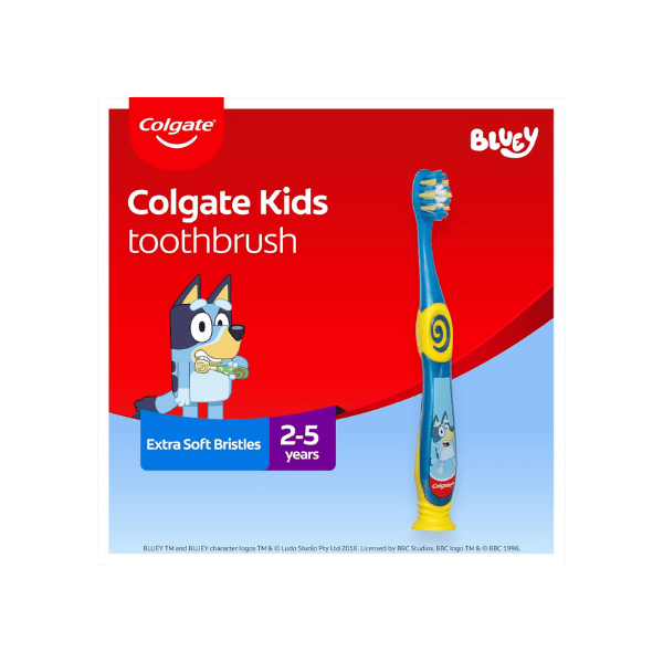 Colgate Kids Junior Bluey Manual Toothbrush Single Pack Extra Soft Bristles for Ages 2-5