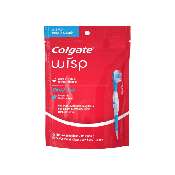 Colgate Max Fresh Wisp Peppermint Disposable Mini Toothbrushes 24 Count (Single Pack)