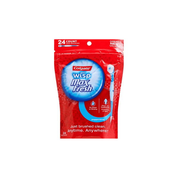 Colgate Max Fresh Wisp Peppermint Disposable Mini Toothbrushes 24 Count (Single Pack)