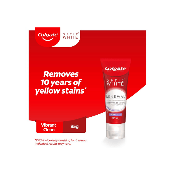 Colgate Optic White Renewal Toothpaste 85g Enamel Safe Whitening with 3% Hydrogen Peroxide