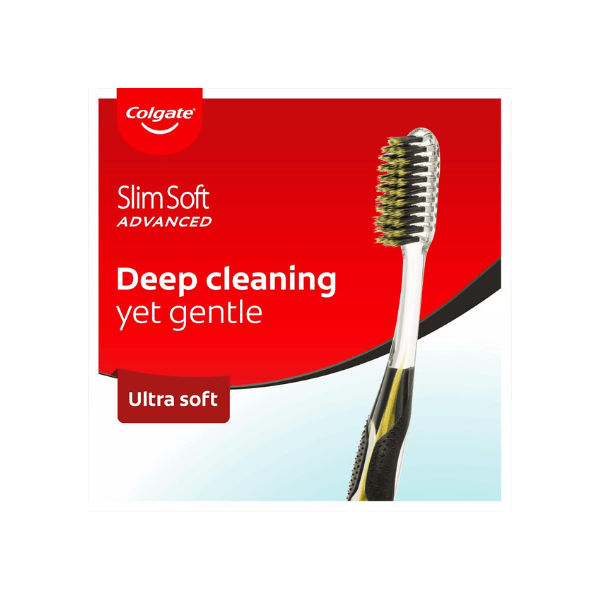 Colgate Slim Soft Advanced Charcoal Manual Toothbrush Single Pack Ultra Soft Bristles