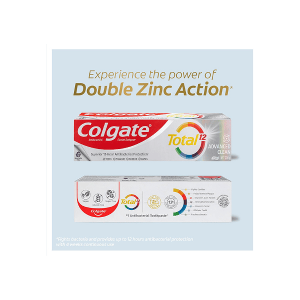 Colgate Total Advanced Clean Antibacterial Toothpaste 200g Multi Benefit Formula for Whole Mouth Health