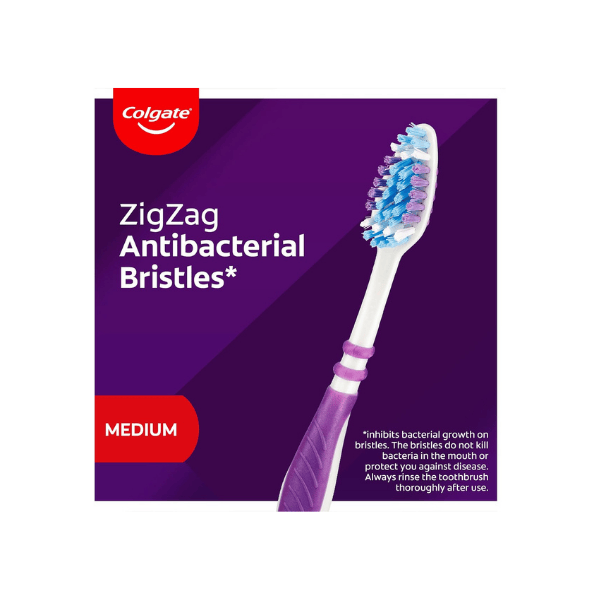 Colgate Zig Zag Manual Toothbrush Set 3 Pack Medium Bristles for Enhanced Interdental Cleaning