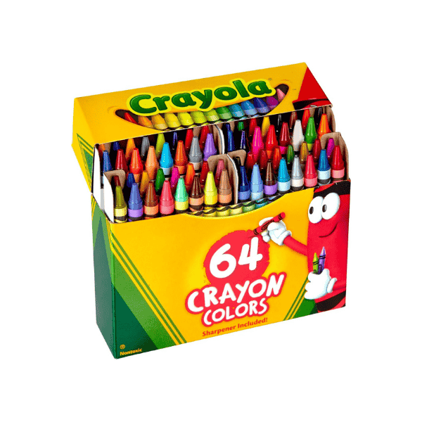 Crayola Crayon Box 64 Bright Shades with Sharpener Ideal for Artists of All Ages