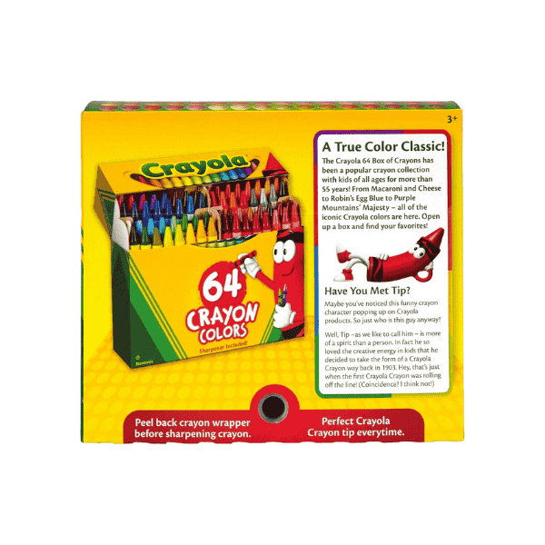 Crayola Crayon Box 64 Bright Shades with Sharpener Ideal for Artists of All Ages