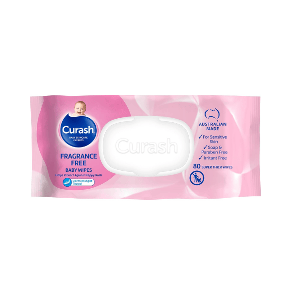 Curash Fragrance Free Baby Wipes pH Balanced Sensitive Skin 240 Wipes 3x80)