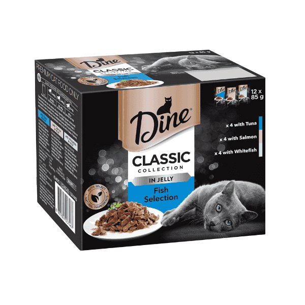 DINE Classic Collection Adult Wet Cat Food Fish Selection in Jelly 12 x 85g