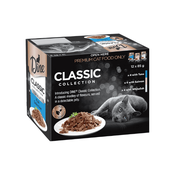 DINE Classic Collection Adult Wet Cat Food Fish Selection in Jelly 12 x 85g