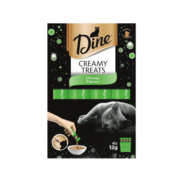 DINE Chicken Flavour Creamy Cat Treats 32 Sachets of 12g Each