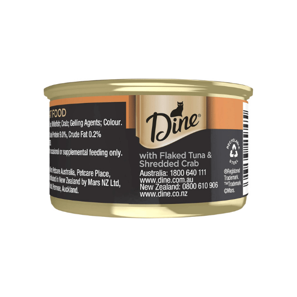 DINE Desire Wet Cat Food with Flaked Tuna and Shredded Crab 85g Cans 24 Pack