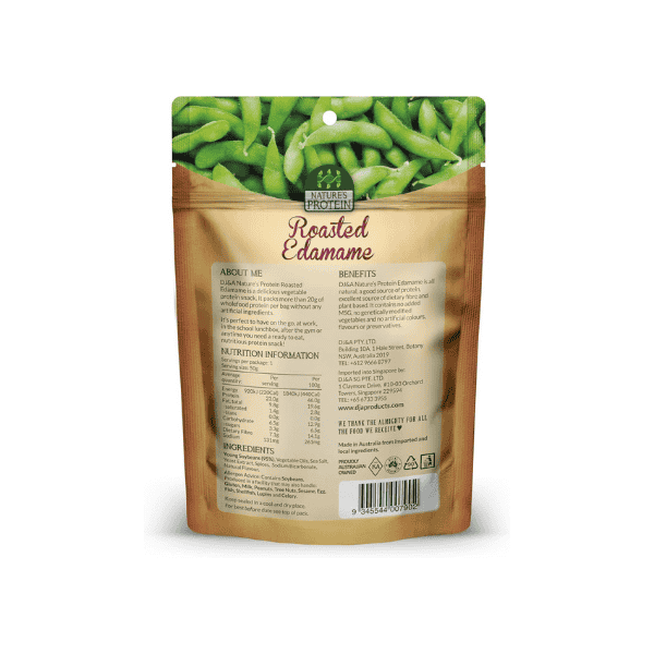 DJ&A Nature's Protein Roasted Edamame Snack 50g – High Protein Healthy and Crunchy Snack