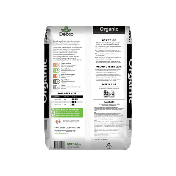 Debco 10L Organic Potting Mix Ideal for Organic Vegetables & Herbs with Seaweed Boost