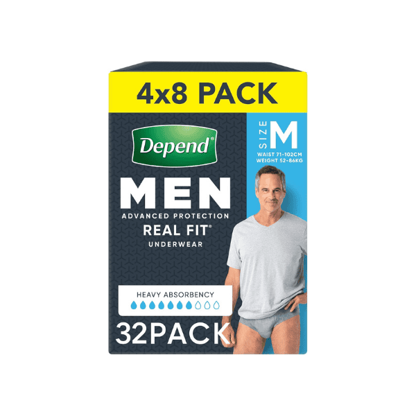 Depend Real Fit Men's Incontinence Underwear Medium 32 Count 4 x 8 Packs