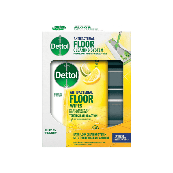 Dettol Antibacterial Floor Cleaner and 25 Pack Disinfectant Wipes for Easy Cleaning