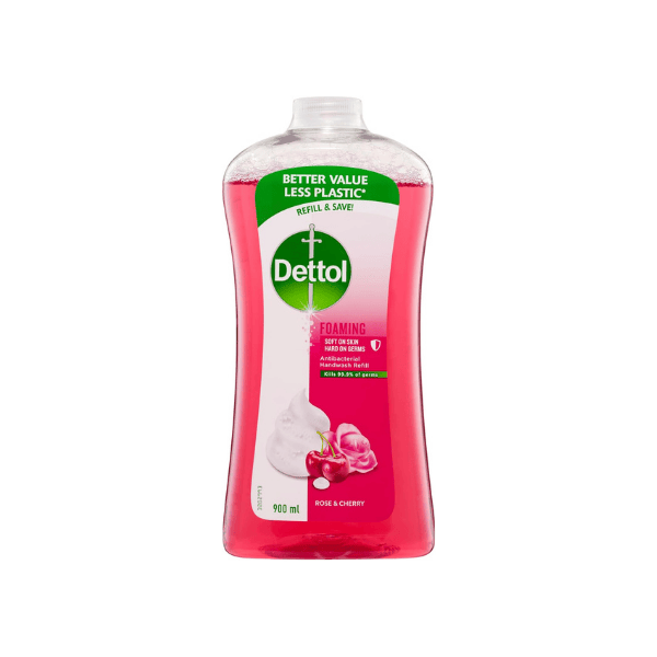 3 x Dettol Antibacterial Foam Hand Wash Refill  Rose & Cherry 900ml