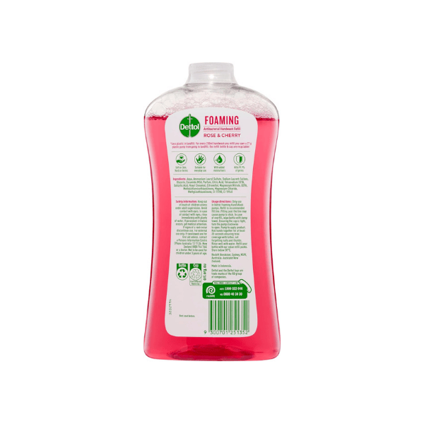 3 x Dettol Antibacterial Foam Hand Wash Refill  Rose & Cherry 900ml