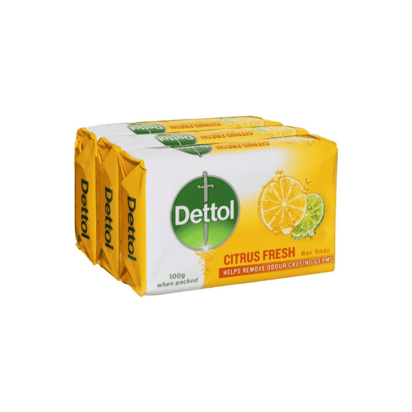 Dettol Citrus Fresh 3-Pack Bar Soap 100g Each for Fresh Cleanliness