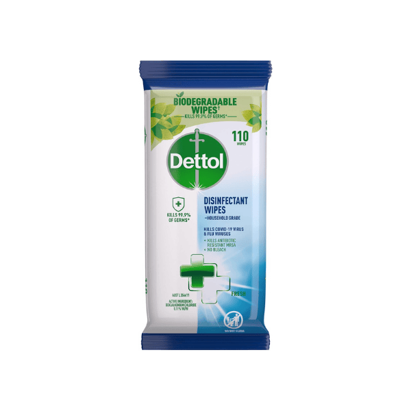 Dettol Fresh Antibacterial Wipes 440s Biodegradable Surface Cleaners 2 Packs