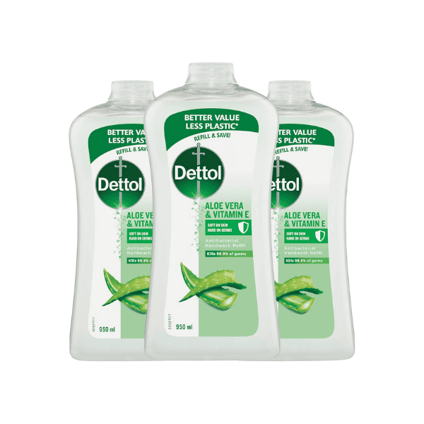 Dettol 950ml Moisture Hand Wash Refill Disinfecting Cream Pack of 3