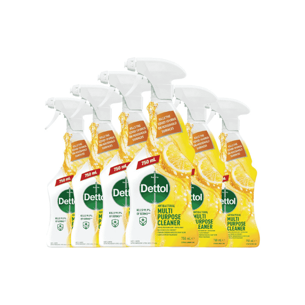 Dettol Multipurpose Cleaner 750mL Powerful Citrus Lemon Lime Formula pack of 6