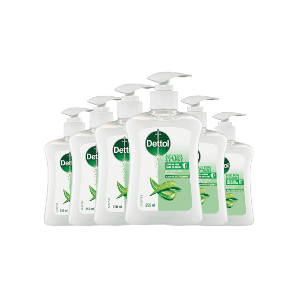 Dettol Anti-Bacterial Hand Wash with Aloe Vera 250ml Pump Pack of 6