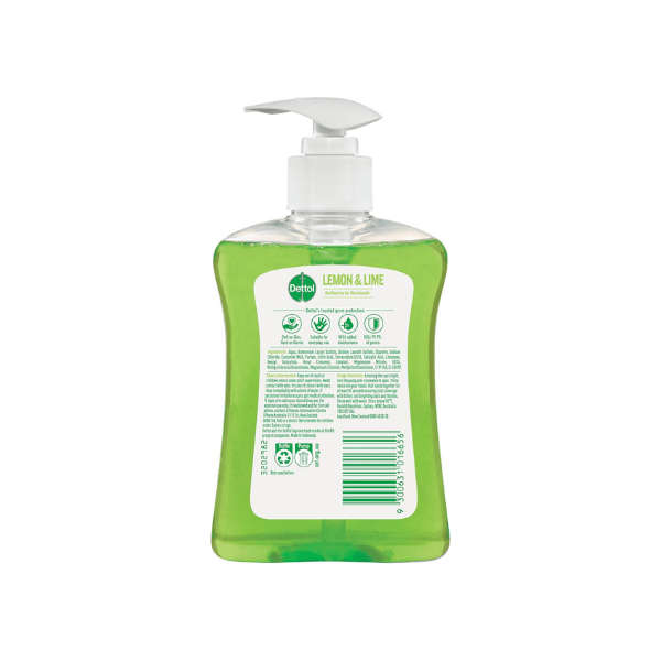 Dettol Anti-Bacterial Hand Wash in Refreshing Lemon Lime 6 Pack of 250ml Pumps