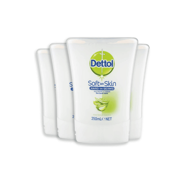 Dettol Aloe Vera No Touch Hand Wash Refill 4 Pack Antibacterial Protection 250 ml