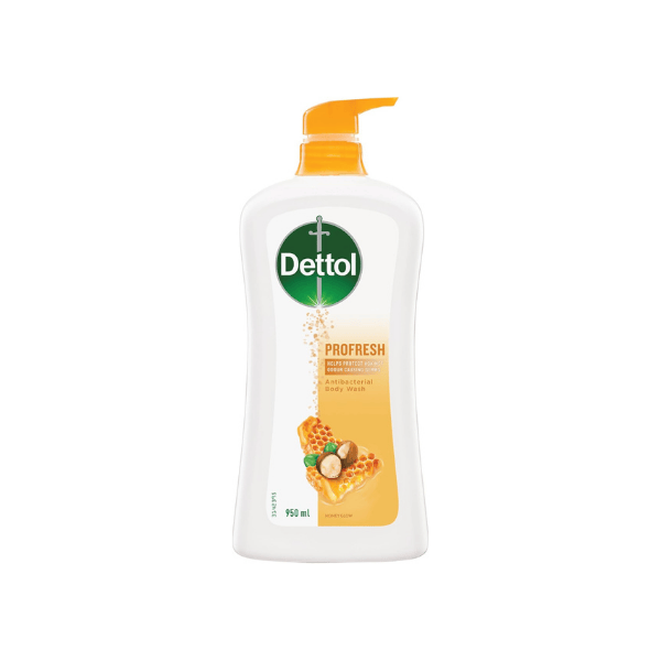 3 x Dettol Profresh Shower Gel Body Wash Honey Glow 950mL